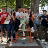 A photo of the BADGER Lab members in summer 2025, posing for a photo at UW Memorial Union Terrace.